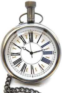 Montre jamhi analogique en laiton Antique finition, 2 pouces, de poche avec longue chaîne, produit Premium, cadeau, CHLW024 - Product Image 6