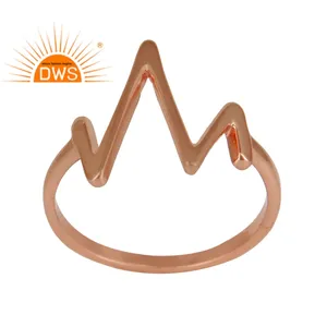 Handmade Zig Zag Design <b>Ring</b> Jewelry Wholesaler 14k Rose Gold Plated <b>Plain</b> Silver Jewelry Supplier - Product Image 1