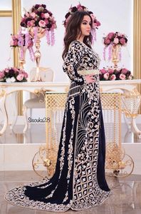 BLACK FLOOR LENGTH CAFTAN DRESS EMBROIDERY OF DABKA, CRYSTAL GLASS BEADS,GLASS STONE WORK FOR PARTY-WEAR @ 20221 - Product Image 2