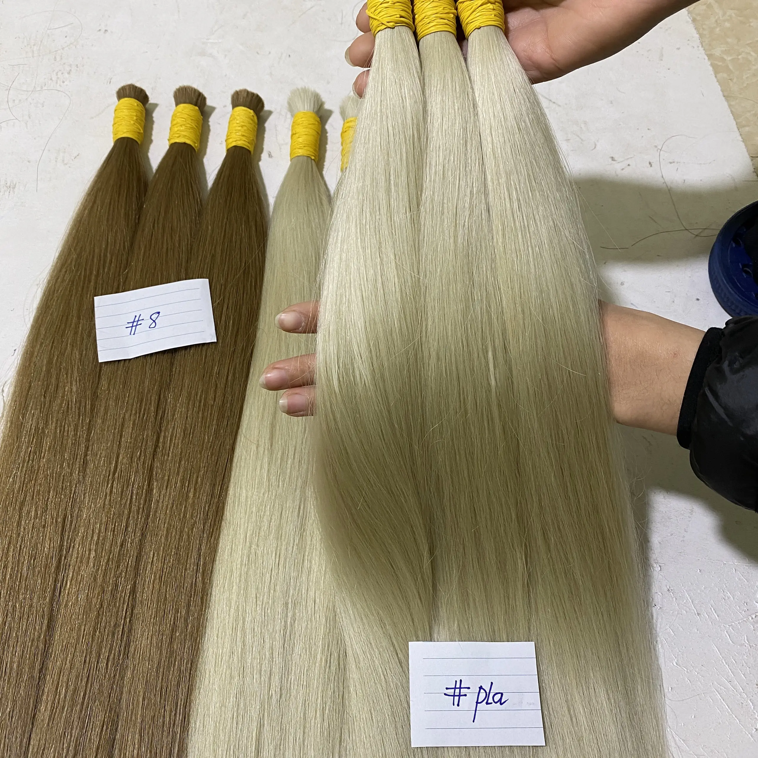 blonde color 613 russia vietnamese remy human hair bulk, virgin hair 6-34 inch unprocessed human hair bulk extension