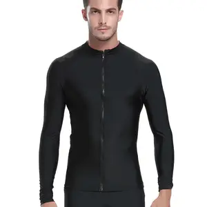 2022新款设计男士长袖前拉链拉什防护罩空白游泳衣定制短干防紫外线冲浪衬衫