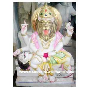 Statues de Narsimha, dieu hindou en marbre - Product Image 1