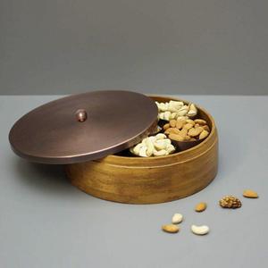 Caja de especias redonda de madera con tapa metálica, utensilios de cocina para hierbas y especias, caja de masala para accesorios de cocina - Product Image 2