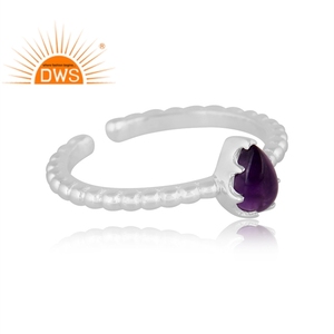 Handmade Designer 925 Fine Sterling Silver Natural Amethyst Gemstone <b>Adjustable</b> <b>Ring</b> Jewelry Manufacturer - Product Image 3