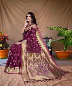 Baqnarsi Jacquard Soie Saree Le Plus Bas Prtice Marché Surat Gujarat Vêtement Ethnique Vêtement - Product Image 2
