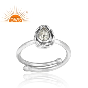 En Forme De poire Coupe Vert Améthyste Oxydé Anneau Réglable 925 Bague en Argent Sterling Fabricant De Bijoux - Product Image 2
