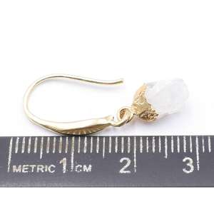 Rainbow Moonstone 26-27mm Oro 14K Pendientes de latón 26-27mm con alambre de oreja de plata esterlina Forma rugosa Oro galvanizado - Product Image 3