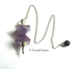 Wholesaler of Amethyst Double Pyramid Pendulums : Amethyst Double Pyramid Pendulums for Sale - Product Image 1