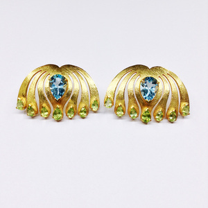 Sterling Silver 925 Custom made Supplier Wholesaler Handmade Unisex Woman Low MOQ <b>Cheap</b> Unique Elegant Natural Gemstone <b>Earring</b> - Product Image 2