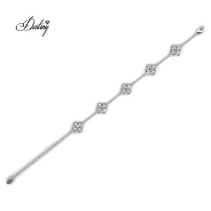 925银Daisini <span class=keywords><strong>18k</strong></span>镀金装饰施华洛世奇水晶珠宝甜美方形网球套女性珠宝 - Product Image 6