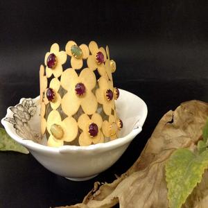 Pulsera de plata de ley 925 Unisex con forma de flor, turmalinas Jali chapadas en oro, venta al por mayor, para uso diario, ajustable - Product Image 5