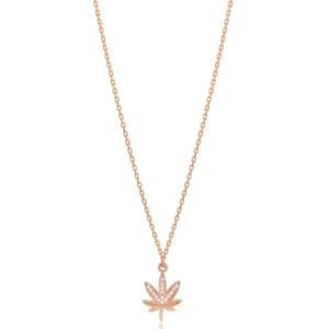 Dainty Leaf Charm Zircon Stone Chain Necklace Handcrafted Turkish 925 Sterling Silver Jewelry - Product Image 6