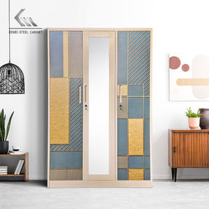 Bán Buôn Giá Rẻ Gõ Xuống Nhà Phòng Ngủ Đồ Nội Thất Tủ Quần Áo Quần Áo Kim Loại Gương Trượt Almirah Tủ Thép Tủ Quần Áo 3 Cửa - Product Image 1