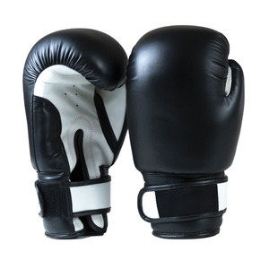 Guantes de boxeo con rayas blancas, de cuero, rojo, para entrenamiento, MMA - Product Image 1