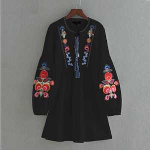 ผู้ผลิตขายส่งเสื้อผ้าผู้หญิงแขนยาวชุดดอกไม้ปักล่าสุดชุดลำลอง - Product Image 1