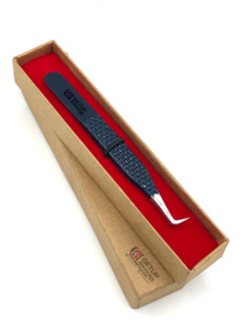 Conception professionnelle Logo personnalisé 90 degrés minuit revêtement en poudre en acier inoxydable Extension de cils pince à épiler Instruments de beauté - Product Image 3