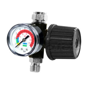 LEMATEC เครื่องปรับแรงดันลม 0-140 PSI เกจวัดแบบอะนาล็อก ตัวเรือนโลหะ 1/4 นิ้ว สำหรับปืนพ่นลม เครื่องมือลม - Product Image 3