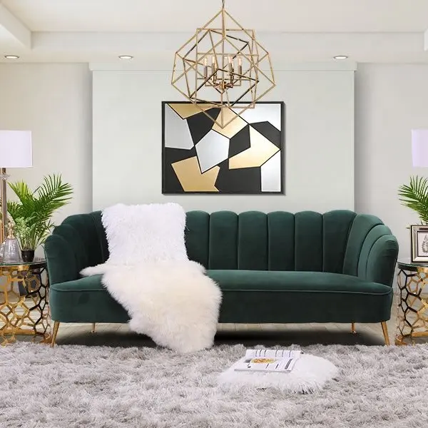 Современный удобный бархатный Золотистый металлический диван для отдыха на 1-2-3 места для гостиной