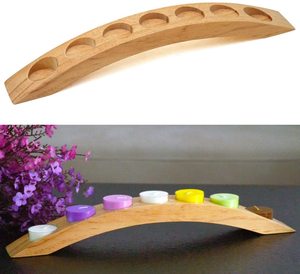 Portavelas de Madera Hecho a Mano, Forma Redonda, Acabado Natural, Multicolor, Decoración para el Hogar, Ecológico - Product Image 4