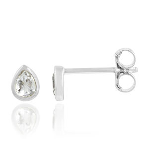 Pendientes minimalistas chapados en oro de alta calidad, aretes de piedras preciosas de topacio blanco de Plata de Ley 925 para mujer - Product Image 3