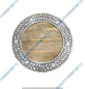 ชุดถาดเสิร์ฟไม้สีเทา งานฝีมือคุณภาพดีไซน์เยี่ยม 3 ชิ้น สำหรับโรงแรม ร้านอาหาร ครัว พร้อมสติกเกอร์พิมพ์ลายใหม่ ตกแต่งด้วยงานฝังกระดูก - Product Image 3