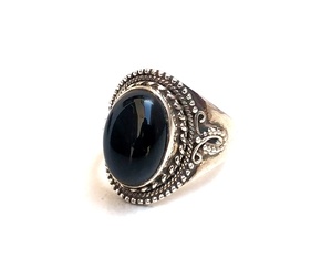 Bague de déclaration ovale en argent véritable, pour femmes, en Onyx noir, de forme ovale, 10x14mm, 925 - Product Image 4