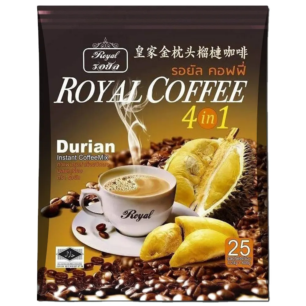 Gusto neutro Thai Royal Gold Pillow Durian Instant Coffee Powder con sapore di frutta durian