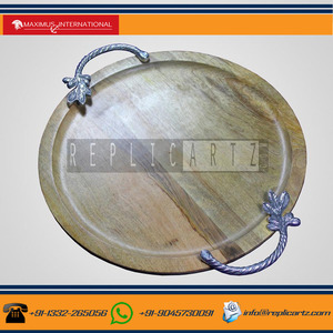 Bandeja de Servir de Madera Art Deco Maximus International Heritage, Asas de Metal Ornamentales, Diseño Multifuncional Decorativo - Product Image 2