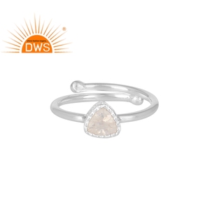 Natural Triangle Shaped Rainbow Gemstone Ring Jewelry Supplier Adjustable Design <b>Solid</b> Sterling <b>Silver</b> Ring Jewelry - Product Image 1