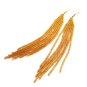 Pendientes de cuentas doradas de moda, pendientes colgantes estilo bohemio - Product Image 1