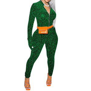 จั๊มสูทคอเต่าสำหรับผู้หญิง, จั๊มสูทแขนยาวฟิตเนสเข้ารูปมีซิปสำหรับวิ่งสไตล์ลำลองสีฟ้าฤดูหนาว2021 - Product Image 5