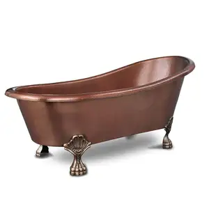 Handmade Pure Solid Copper Freestanding Claw Foot Bath Tub 5.5 Antique Copper