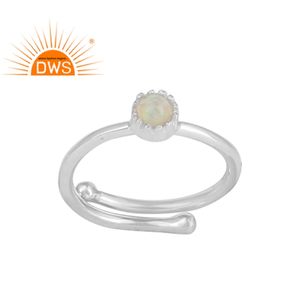 New Designer 925 Sterling <b>Silver</b> Adjustable Gemstone <b>Ring</b> with Ethiopian <b>Opal</b> Bezel Setting for Women's Party Fashion Jewelry - Product Image 1