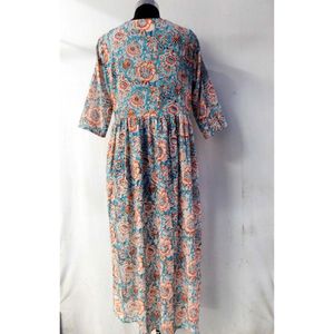 Indien pur coton bohème à la main imprimé tunique robe Designer longue robe de haute qualité femmes portent Boho Hippie tenue décontractée - Product Image 2