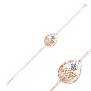 Pulsera de plata de ley 925 con forma de pera, joyería turca con diseño de turquesa martillado - Product Image 1