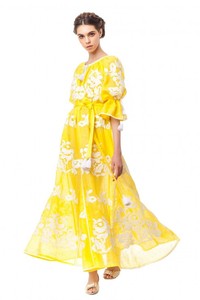 De moda boho chic vestido con bordado ucraniano bordado Lino kaftan vestido bohemio más tamaño vyshyvanka vestido de lino - Product Image 6