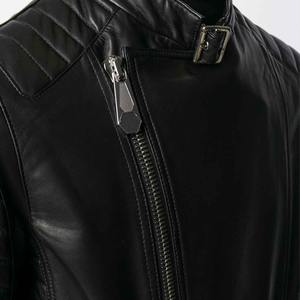 เสื้อโค้ทหนังผู้ชาย,แจ็กเก็ตแฟชั่นมีซิปสีดำอบอุ่นเข้ารูปมีจีบดีไซน์ฤดูหนาว - Product Image 5