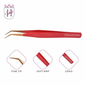 แหนบต่อขนตาสแตนเลส,แหนบต่อขนตาปลอมปลายทองและแดง12มม. 35deg - Product Image 6