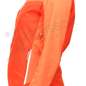 Chaqueta Softshell acolchada con capucha para mujer al por mayor, cortavientos impermeable naranja para exteriores, montaña, senderismo, bordado - Product Image 4