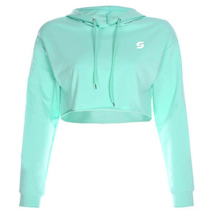 Sudadera con capucha de manga larga para mujer, de algodón y poliéster transpirable, jersey liso personalizado, Top corto - Product Image 1