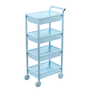 Top Jingle FP7183WT 4-Layer <b>Plastic</b> Modern Kitchen Storage <b>Trolley</b> Cart-White - Product Image 2
