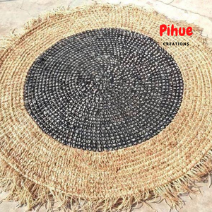 Beau tapis de jute multicolore bleu blanc marron beige naturel Tapis tissé en jonc de mer artisanal personnalisé - Product Image 4