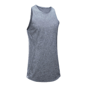 Débardeur gris tricoté à col rond pour homme, respirant, couleur unie, décontracté, sans manches, en maille de polyester, pour l'entraînement - Product Image 1