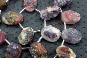 Haute qualité 18 pièces naturel Multi Tourmaline haut côté perceuse non traité rugueux forme ovale pierres précieuses en vrac pour la fabrication de bijoux - Product Image 2