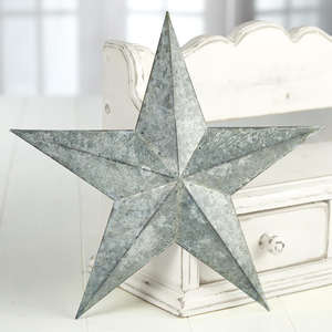 Galvanizado blanco lavado rústico Metal granero estrella colgante pared decoración del hogar - Product Image 1