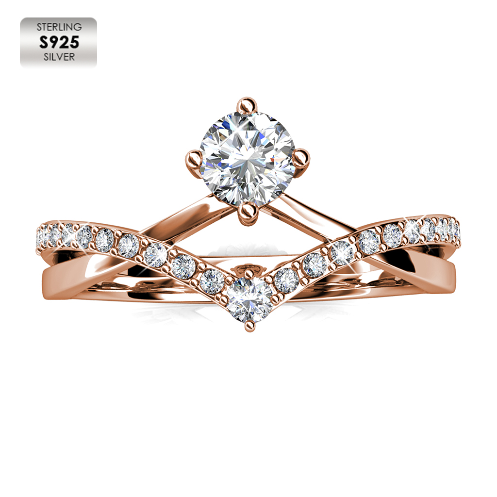 Sterling Silver 925 18K rose gold plated Double Wishbone Ring