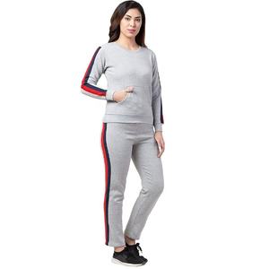 Sudadera ajustada con cuello redondo personalizada de alta calidad para mujer, Sudadera con capucha, chándal de lana de algodón, conjunto de chándal de moda liso - Product Image 1