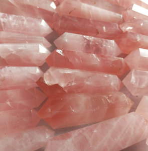 Pointe de quartz rose à double terminaison, pierre précieuse naturelle, cristal Golden Healer, pierre brute, fournisseur en gros, article cadeau - Product Image 4