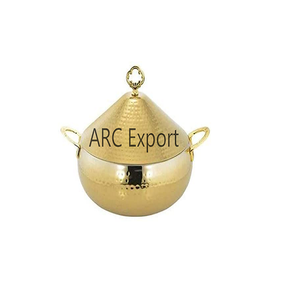 Cacerola Moderna de Color Dorado y Marrón, Redonda, Hecha de Madera con Tapa Metálica, para Regalar y Servir la Cena - Product Image 2