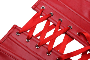 Corsé de cuero rojo genuino 100% para mujer transpirable sobre busto hecho a medida calidad de exportación al por mayor - Product Image 6